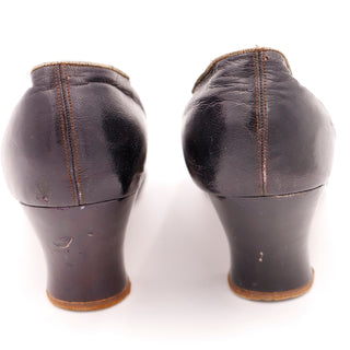 Edwardian CH Wolfelt Co Purple Leather Gold Beaded Shoes size 7