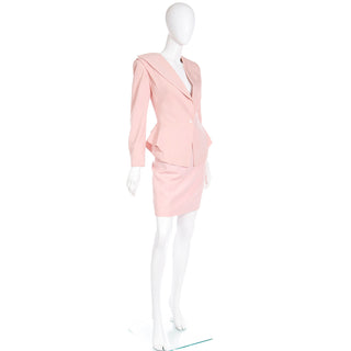1980s Emanuel Ungaro 2pc Pink Peplum Jacket & Pencil Skirt Suit