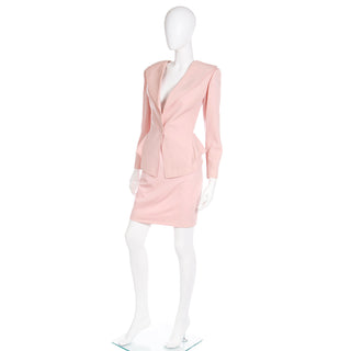 1980s Emanuel Ungaro Pink Peplum Jacket & Pencil Skirt Suit in Cotton