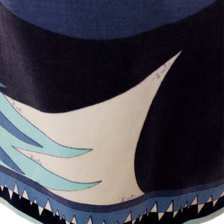 1960s Emilio Pucci Signature Abstract Print Blue & Black Velvet Dress