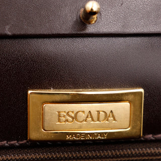 1990s Escada Bag Dark Brown Leather Top Handle Handbag Italy