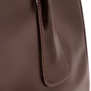 1990s Escada Bag Dark Brown Leather Top Handle Handbag Made in Italy