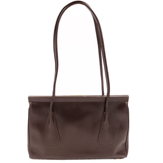 Vintage 1990s Escada Bag Dark Brown Leather Top Handle Handbag