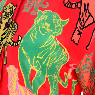 1980s Margaretha Ley Escada Bold Silk Tiger Print Blouse