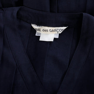 1980s Vintage Comme des Garcons Pleated Black Wool Dress