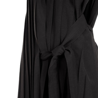 Fall Winter 1985 Comme des Garcons Pleated Black Wool Dress with Tie