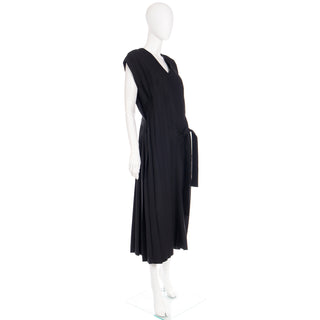 F/W 1985 Comme des Garcons Pleated Black Wool Dress