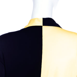 1990s Fendi by Karl Lagerfeld colorblock yellow and black long sleeve polo shirt