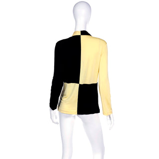 1990s Fendi by Karl Lagerfeld colorblock yellow and black long sleeve polo shirt with Logo