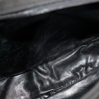 1990s Salvatore Ferragamo Black Suede Shoulder Bag W Logo Buckle Leather lined