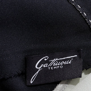 1990s Gattinoni Tempo Vintage White Grey and Black Asymmetrical Evening Dress Vintage Italian Fashion