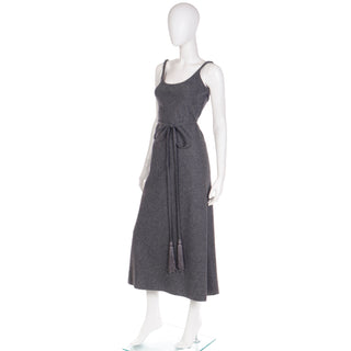 70s Geoffrey Beene Vintage Grey Wool Day Dress