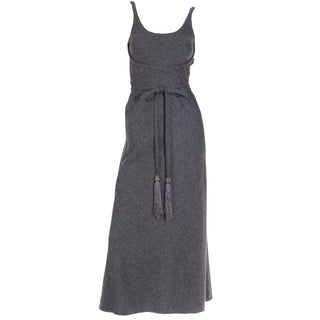 Geoffrey Beene Vintage Grey Wool Day Dress w Tassel belt