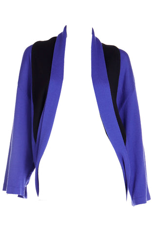 1990s Gianfranco Ferre Purple & Black Draped Wrap Sweater Top