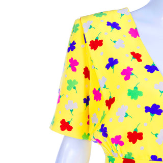 Givenchy Couture Vintage Yellow Silk Bold Floral Dress