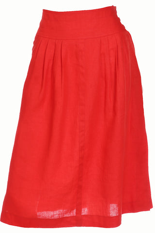 1980s Vintage G Gucci High Waist Red Linen High Waisted Skirt