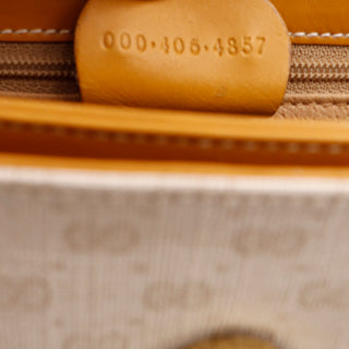 Authentic 1980s Gucci Bag GG Canvas & Leather Handbag Satchel w Top Handles