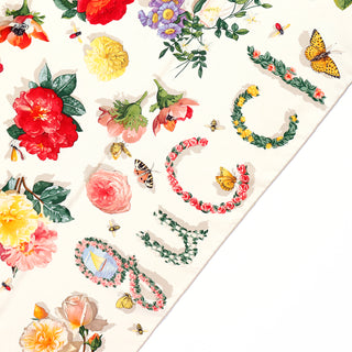 Gucci Colorful Silk Floral Scarf With Butterflies Bees and Insects hand rolled edges