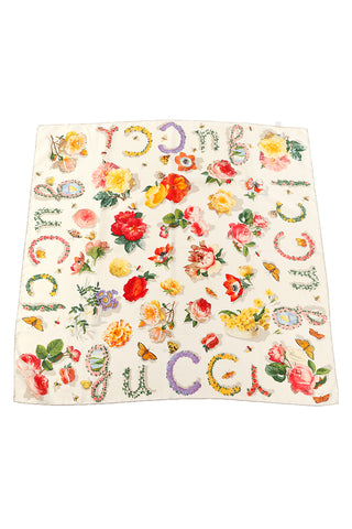 Gucci Colorful Silk Floral Scarf With Butterflies Bees and Insects