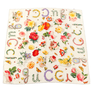 Gucci Colorful Silk Floral Scarf With Butterflies Bees and Insects 34"