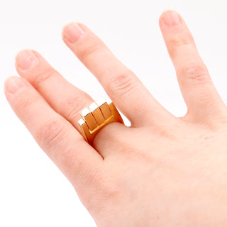 1970s Hans Hansen Denmark Modernist 14k Gold Kinetic Ring Movable