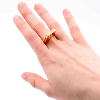 1970s Hans Hansen Denmark Vintage Modernist 14k Gold Kinetic Ring