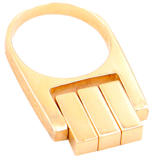 1970s Hans Hansen Denmark Modernist 14k Gold Kinetic Ring Size 8.5