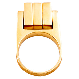 1970s Hans Hansen Denmark Modernist 14k Gold Kinetic Ring Vintage Jewelry
