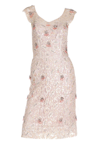 1950s Karen Stark for Harvey Berin Beaded Lace Dress