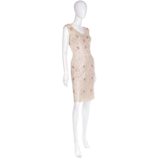 1950s Karen Stark for Harvey Berin Beaded Lace Dress with flowers