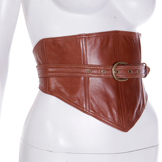 S/S 1992 Isaac Mizrahi Brown Leather Wide Wrap Belt