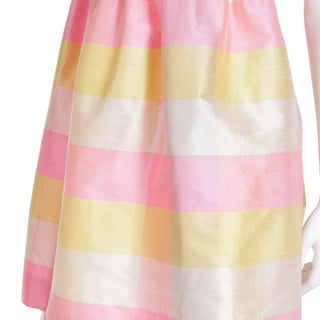 1995 Isaac Mizrahi Madras Plaid Yellow & Pink Shantug Silk Sleeveless Dress