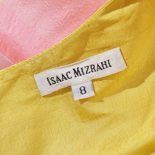 1995 Isaac Mizrahi Madras Plaid Yellow & Pink Shantug Silk Sleeveless Dress