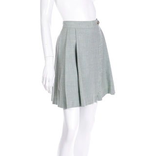 Vintage 1990s Isaac Mizrahi Green Skirt Plaid Wrap Skort with Raw Edges