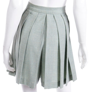 1990s Isaac Mizrahi Vintage Green Plaid Wrap Skort with Raw Edges