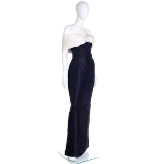 Isaac Mizrahi Black Silk Vintage Gown w/ Ivory bow