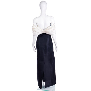 Isaac Mizrahi Black Silk Vintage Gown w/ Ivory bow