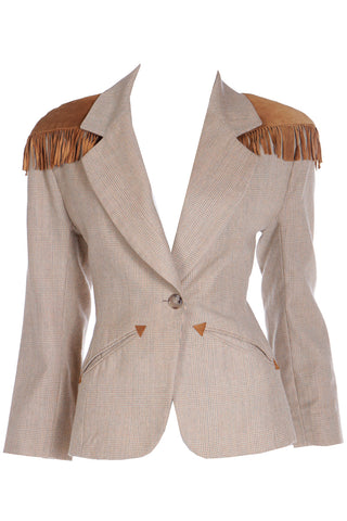 F/W 1991 Isaac Mizrahi Cashmere Western Blazer w Fringe