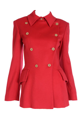 F/W 1995 Isaac Mizrahi Red Wool Double Breasted Jacket