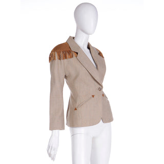 F/W 1991 Isaac Mizrahi Cashmere Western Blazer w Fringe