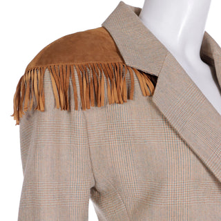 F/W 1991 Isaac Mizrahi Cashmere Western Blazer w Fringe