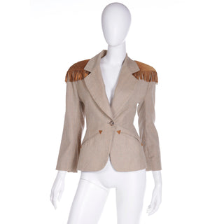 F/W 1991 Isaac Mizrahi Cashmere Western Blazer w Fringe