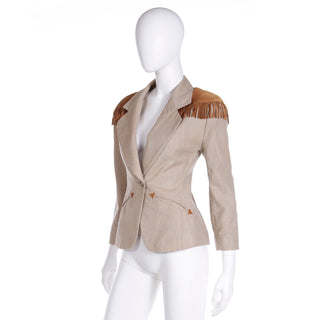 F/W 1991 Isaac Mizrahi Cashmere Western Blazer w Fringe