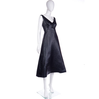 F/W 2007 Isaac Mizrahi Black Metallic Vintage Runway A Line Evening Dress