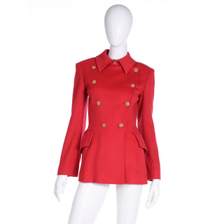 F/W 1995 Isaac Mizrahi Red Wool Double Breasted Jacket