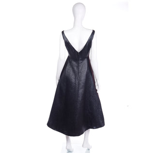 F/W 2007 Isaac Mizrahi Black Metallic Vintage Runway Evening Dress w Low Back