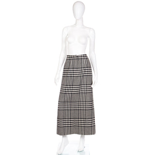 Vintage Black and White Wool Long Skirt
