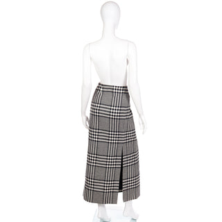 1990s Vintage Black and White Wool Skirt