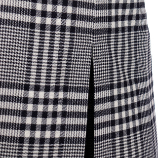 Vintage Pure Wool Black and White Houndstooth Plaid Skirt