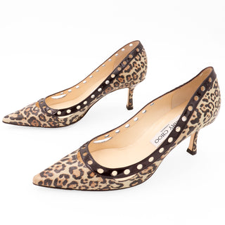 Jimmy Choo London Pointed Toe Heels Leopard Print Pumps W Original Shoe Box
